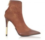 BALMAIN Blair Noisette Suede and Leather High Heel Booties – brown pointed toe ankle boots