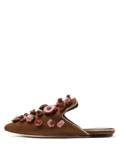 SANAYI 313 Bambolone knot-embellished velvet slipper shoes ~ luxe brown flats - flipped