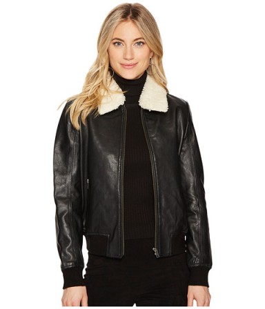 BB Dakota Burgess Sherpa Trim Leather Jacket #jackets #black #casual #stylish