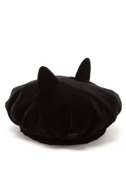 MAISON MICHEL Billy Ears reversible velvet beret ~ black berets ~ fun winter accessories - flipped