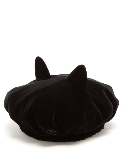 MAISON MICHEL Billy Ears reversible velvet beret ~ black berets ~ fun winter accessories