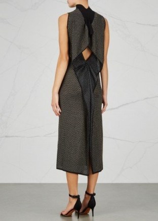 ROLAND MOURET Bilston wool blend midi dress ~ chic open back metallic thread dresses - flipped
