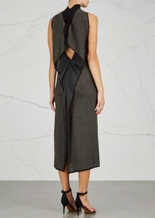 ROLAND MOURET Bilston wool blend midi dress ~ chic open back metallic thread dresses