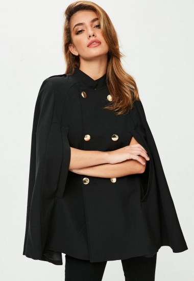 missguided black cape jacket – stylish capes – winter jackets - flipped
