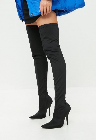Missguided black extreme pointed over the knee boots – winter footwear - flipped