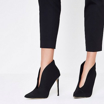 River Island Black high vamp court shoes – going out heels - flipped