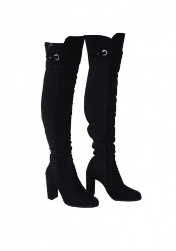 AX PARIS BLACK OVER THE KNEE BOOTS WITH SILVER ZIP DETAIL - flipped