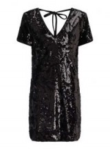 Miss Selfridge Black Sequin Velour Dress / shimmering t-shirt party dresses / shiny lbd
