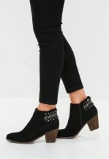 missguided black studded buckle boots