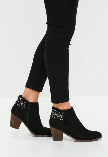 missguided black studded buckle boots - flipped