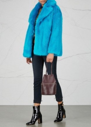 DIANE VON FURSTENBERG Blue faux fur coat ~ winter coats - flipped