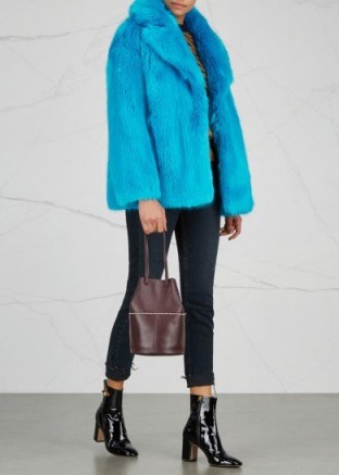 DIANE VON FURSTENBERG Blue faux fur coat ~ winter coats