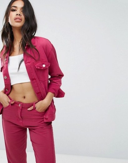 Boohoo Denim Jacket | raspberry-pink jackets - flipped