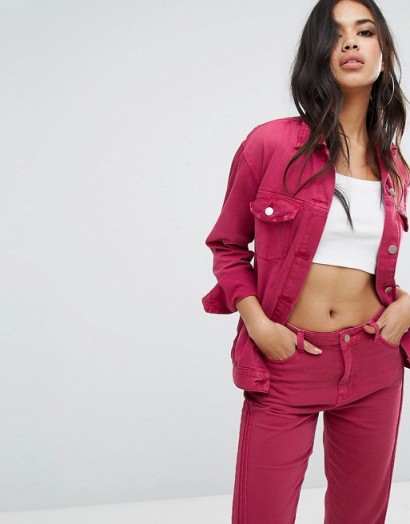 Boohoo Denim Jacket | raspberry-pink jackets