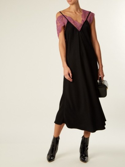 ELLERY Boorzhwah lace-trimmed V-neck slip dress | black and purple lace cami dresses - flipped