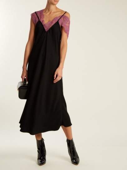 ELLERY Boorzhwah lace-trimmed V-neck slip dress | black and purple lace cami dresses