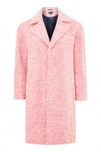Topshop Boucle Cocoon Coat | pink winter coats - flipped