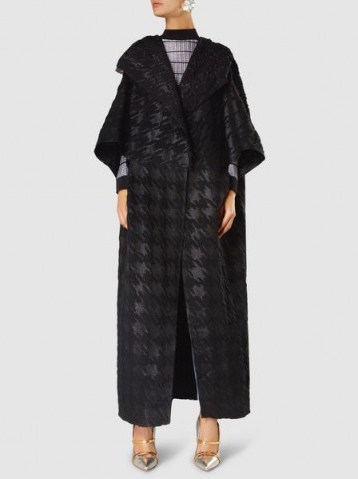 ‎BOUGUESSA‎ Oversized Houndstooth Cocoon Coat ~ long chic checked coats - flipped