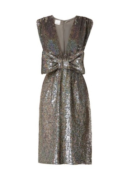 ASHISH Bow-front sequin-embellished sleeveless dress | silver impact dresses | sequins | bling fashion - flipped