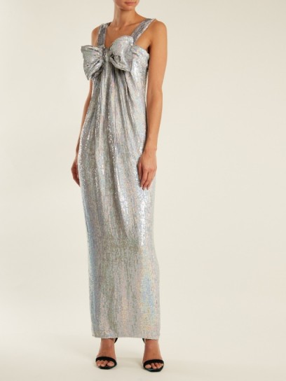 ASHISH Bow-front sequin-embellished square-neck dress | silver sequinned dresses