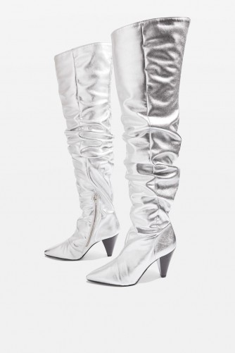 Topshop BRAVE Studded Boots ~ silver metallic cone heel boot