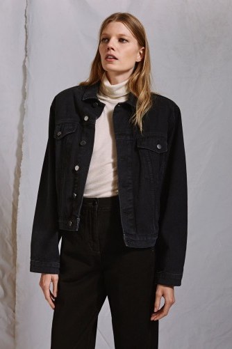 TOPSHOP Boxy Denim Jacket by Boutique – casual black jackets - flipped