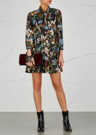 ALICE + OLIVIA Breann printed dress ~ floral tiered pussy bow mini dresses - flipped
