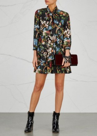 ALICE + OLIVIA Breann printed dress ~ floral tiered pussy bow mini dresses