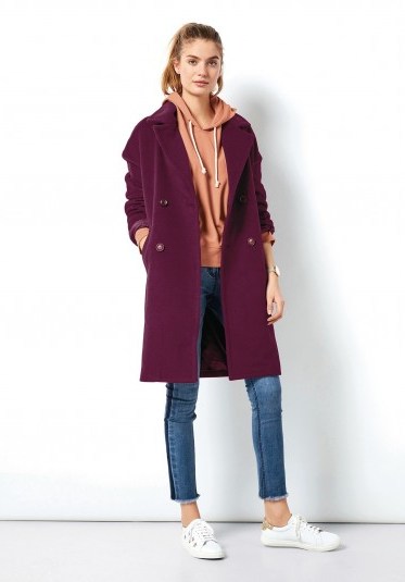 hush Bronte Coat / burgundy double breasted coats - flipped