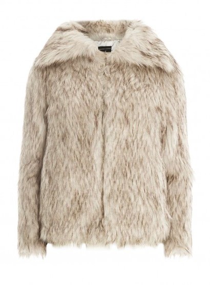 Dorothy Perkins Brown Speckle Faux Fur Coat – fluffy zip up jackets - flipped