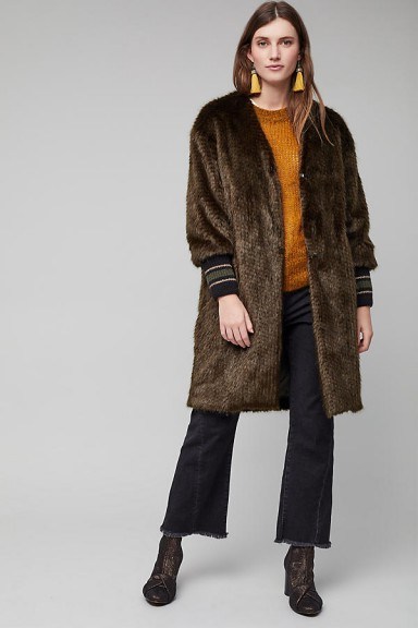 Otto D’ame Bryant Faux Fur Ribbed Cuff Coat - flipped