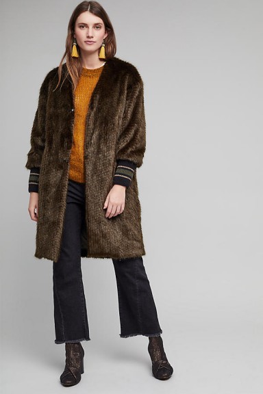 Otto D’ame Bryant Faux Fur Ribbed Cuff Coat