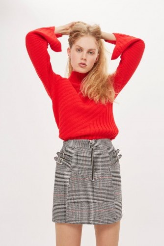 Topshop Buckle Side Checked Mini Skirt | dogtooth check skirts - flipped