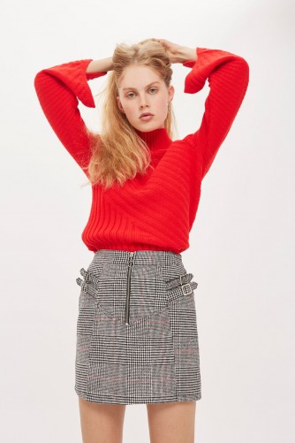 Topshop Buckle Side Checked Mini Skirt | dogtooth check skirts