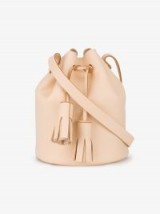 Building Block Bucket Tassel Shoulder Bag ~ pale peach leather bags