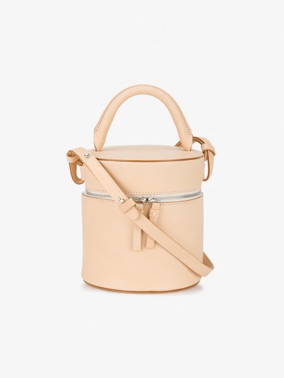 Building Block Drum Shoulder Bag – pale peach leather bags – small round handbags
