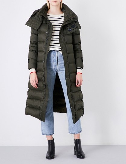 BURBERRY Kanefield quilted down and feather-blend puffer coat | olive-green padded winter coats - flipped