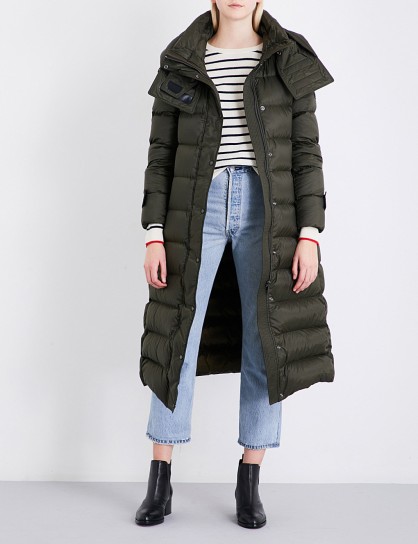 BURBERRY Kanefield quilted down and feather-blend puffer coat | olive-green padded winter coats