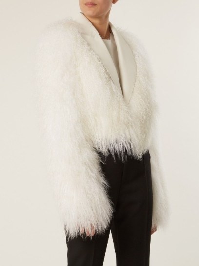 HAIDER ACKERMANN Cale leather-trimmed shearling jacket ~ luxe white shaggy jackets - flipped