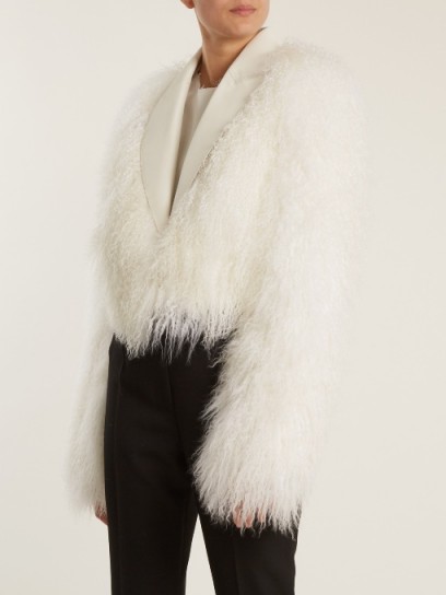 HAIDER ACKERMANN Cale leather-trimmed shearling jacket ~ luxe white shaggy jackets