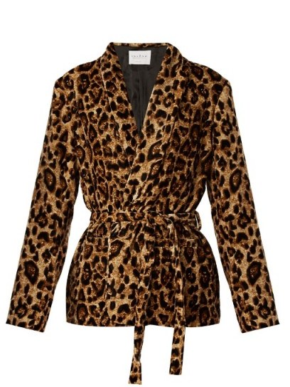 VELVET BY GRAHAM & SPENCER Calla leopard-print tie-waist velvet jacket ~ animal printed jackets - flipped