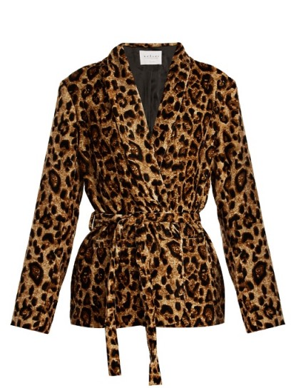 VELVET BY GRAHAM & SPENCER Calla leopard-print tie-waist velvet jacket ~ animal printed jackets