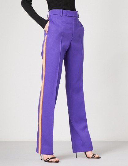 CALVIN KLEIN 205W39NYC Striped straight wool-twill trousers | purple pants - flipped