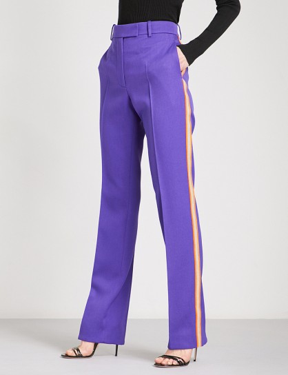 CALVIN KLEIN 205W39NYC Striped straight wool-twill trousers | purple pants
