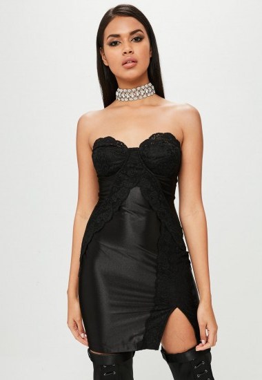 carli bybel x missguided black lace side dress ~ strapless party dresses - flipped