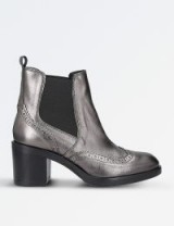 CARVELA Slow Down metallic-leather Chelsea boots – chunky heel gunmetal boot