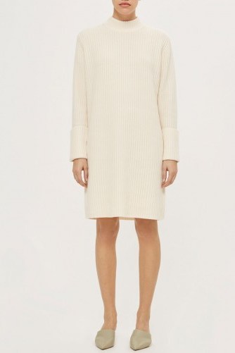 Topshop Cashmere Rib Dress | knitted cream turtleneck dresses | winter fashion - flipped