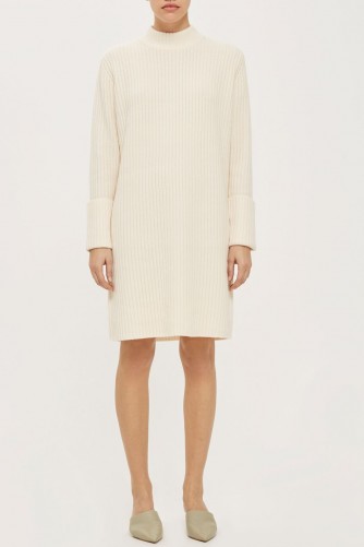 Topshop Cashmere Rib Dress | knitted cream turtleneck dresses | winter fashion