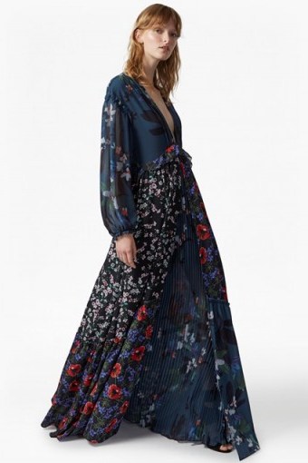 FRENCH CONNECTION Celia Mix V Neck Floral Maxi Dress ~ mixed floral prints - flipped