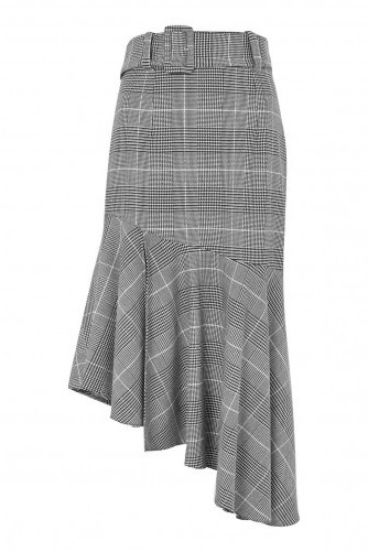 TOPSHOP Check Belted Asymmetric Midi Skirt / checked skirts - flipped